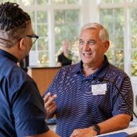 Dr.. Shorty talking with Paul Leidig